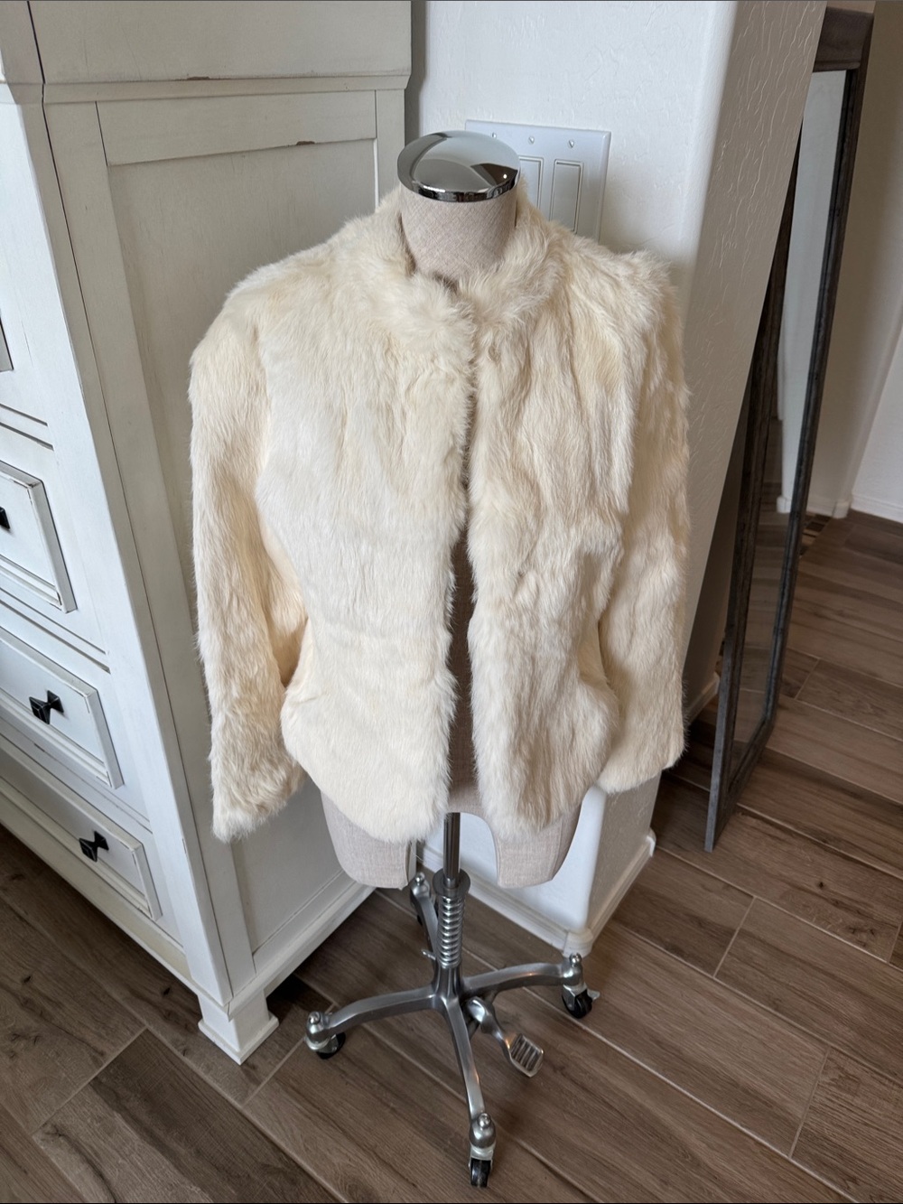 Vintage white rabbit fur jacket